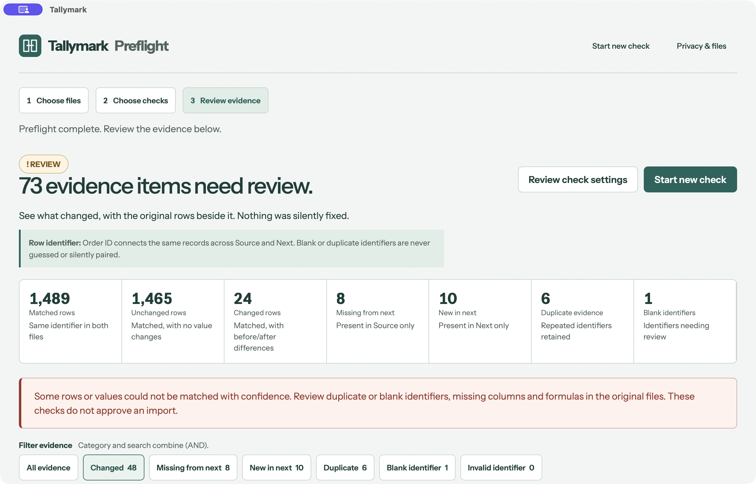 Order Import Preflight — changed evidence