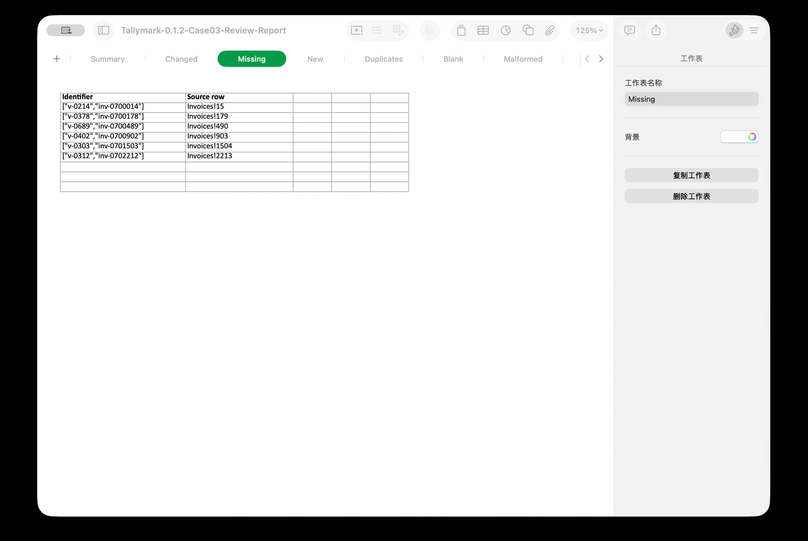 XLSX Review Report — missing