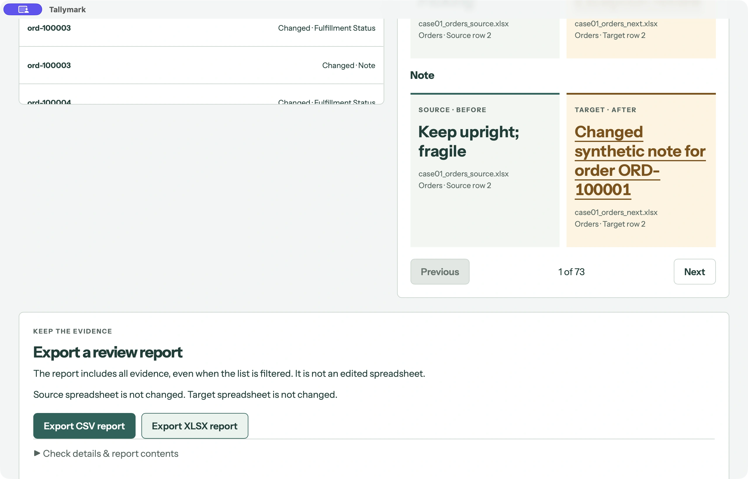 Export a report