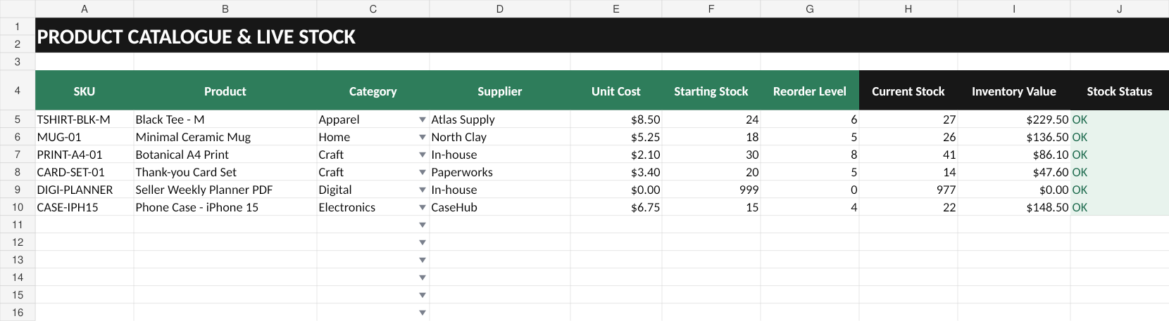 Seller Profit & Inventory OS product catalogue preview